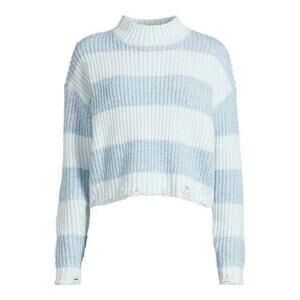 No Boundaries Blue & White Striped Sweater Juniors Size Medium 7-9 NWT